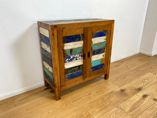 Boatwood by WMK # Bunte und nachhaltige Kommode aus altem Bootsholz, ein handgefertigtes Unikat aus massivem Teakholz # Schrank Anrichte Sideboard Wäschekommode Badezimmerschrank Schuhschrank Chest