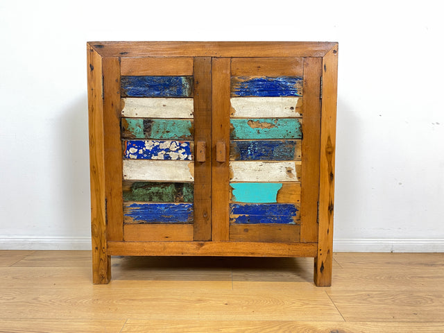 Boatwood by WMK # Bunte und nachhaltige Kommode aus altem Bootsholz, ein handgefertigtes Unikat aus massivem Teakholz # Schrank Anrichte Sideboard Wäschekommode Badezimmerschrank Schuhschrank Chest