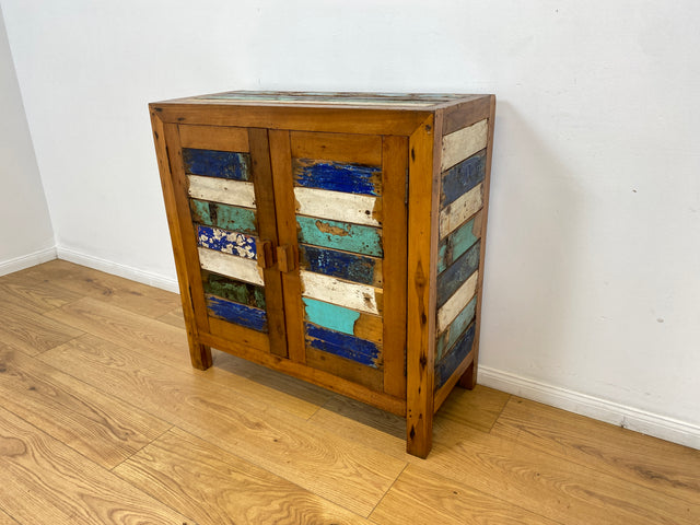 Boatwood by WMK # Bunte und nachhaltige Kommode aus altem Bootsholz, ein handgefertigtes Unikat aus massivem Teakholz # Schrank Anrichte Sideboard Wäschekommode Badezimmerschrank Schuhschrank Chest