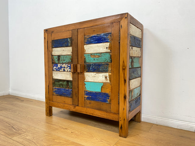 Boatwood by WMK # Bunte und nachhaltige Kommode aus altem Bootsholz, ein handgefertigtes Unikat aus massivem Teakholz # Schrank Anrichte Sideboard Wäschekommode Badezimmerschrank Schuhschrank Chest