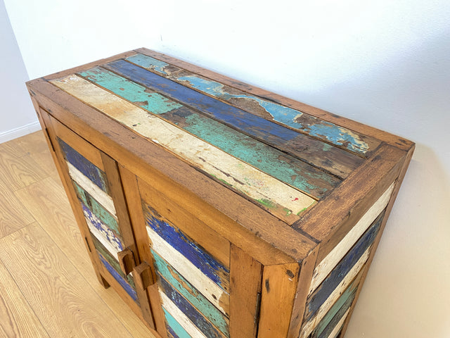 Boatwood by WMK # Bunte und nachhaltige Kommode aus altem Bootsholz, ein handgefertigtes Unikat aus massivem Teakholz # Schrank Anrichte Sideboard Wäschekommode Badezimmerschrank Schuhschrank Chest