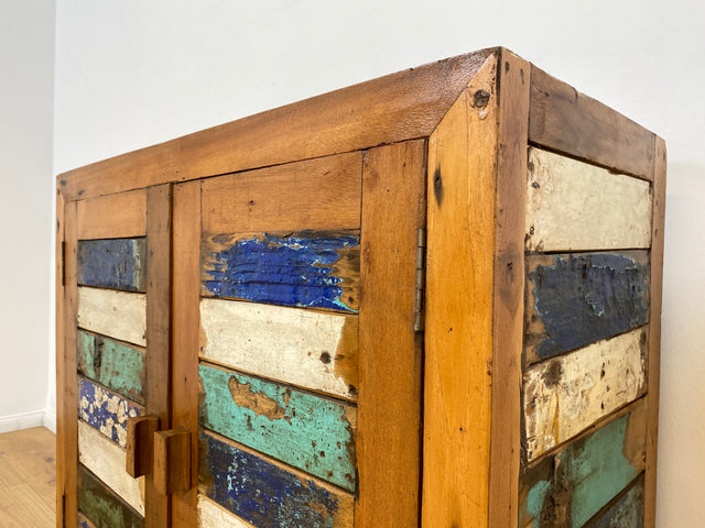Boatwood by WMK # Bunte und nachhaltige Kommode aus altem Bootsholz, ein handgefertigtes Unikat aus massivem Teakholz # Schrank Anrichte Sideboard Wäschekommode Badezimmerschrank Schuhschrank Chest
