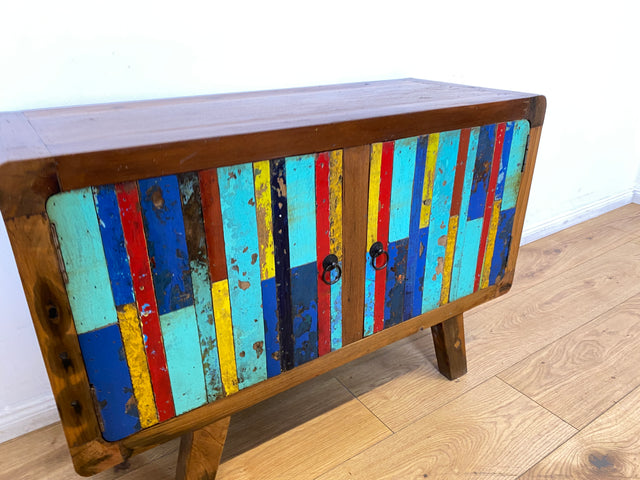 Boatwood by WMK I Detailreiche Kommode aus altem Bootsholz I handgefertigtes Unikat aus massivem Teakholz I Sideboard TV Lowboard TV-Bank Flurkommode Schuhschrank Bootsmöbel Berlin Rostock Stettin