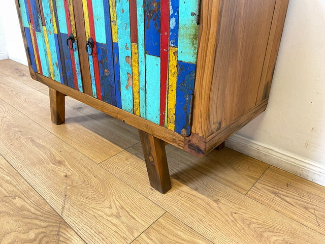 Boatwood by WMK I Detailreiche Kommode aus altem Bootsholz I handgefertigtes Unikat aus massivem Teakholz I Sideboard TV Lowboard TV-Bank Flurkommode Schuhschrank Bootsmöbel Berlin Rostock Stettin