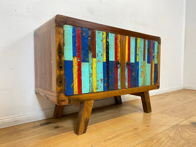 Boatwood by WMK I Detailreiche Kommode aus altem Bootsholz I handgefertigtes Unikat aus massivem Teakholz I Sideboard TV Lowboard TV-Bank Flurkommode Schuhschrank Bootsmöbel Berlin Rostock Stettin