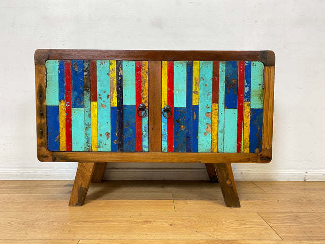 Boatwood by WMK I Detailreiche Kommode aus altem Bootsholz I handgefertigtes Unikat aus massivem Teakholz I Sideboard TV Lowboard TV-Bank Flurkommode Schuhschrank Bootsmöbel Berlin Rostock Stettin