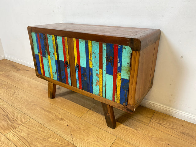 Boatwood by WMK I Detailreiche Kommode aus altem Bootsholz I handgefertigtes Unikat aus massivem Teakholz I Sideboard TV Lowboard TV-Bank Flurkommode Schuhschrank Bootsmöbel Berlin Rostock Stettin