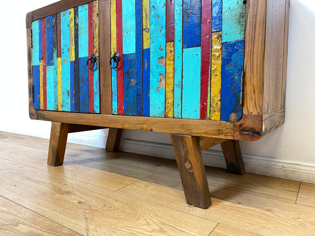 Boatwood by WMK I Detailreiche Kommode aus altem Bootsholz I handgefertigtes Unikat aus massivem Teakholz I Sideboard TV Lowboard TV-Bank Flurkommode Schuhschrank Bootsmöbel Berlin Rostock Stettin