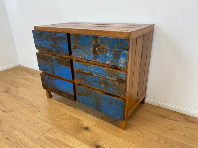 Boatwood by WMK # Wunderschöne Kommode mit 6 Schubladen, ein aus altem Bootsholz handgefertigtes Unikat aus massivem Teakholz # Wäschekommode Sideboard Schrank Anrichte Wickelkommode Bootsmöbel Berlin