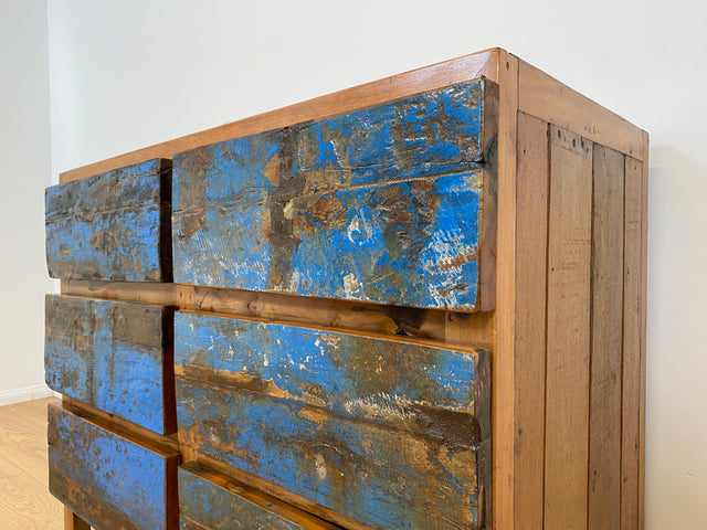 Boatwood by WMK # Wunderschöne Kommode mit 6 Schubladen, ein aus altem Bootsholz handgefertigtes Unikat aus massivem Teakholz # Wäschekommode Sideboard Schrank Anrichte Wickelkommode Bootsmöbel Berlin