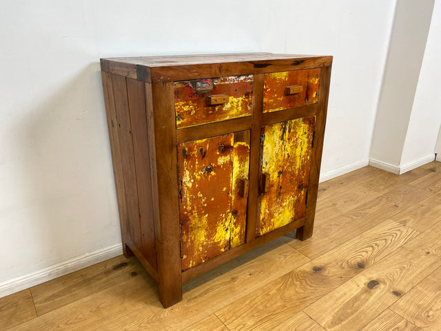 Boatwood by WMK I Besondere Kommode mit Schubladen I handgefertigt aus altem Bootsholz l ein Unikat aus massivem Teakholz I Schrank Sideboard Anrichte Wäschekommode Küchenschrank Cabinet Berlin Sylt