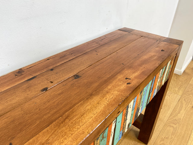 Boatwood by WMK I Bunterschöne Konsole mit Schubladen I handgefertigtes Unikat aus altem Bootsholz l Teakholz massiv I Schrank Sideboard Kommode Ablage Flurkommode Garderobe Berlin Augsburg Schwerin