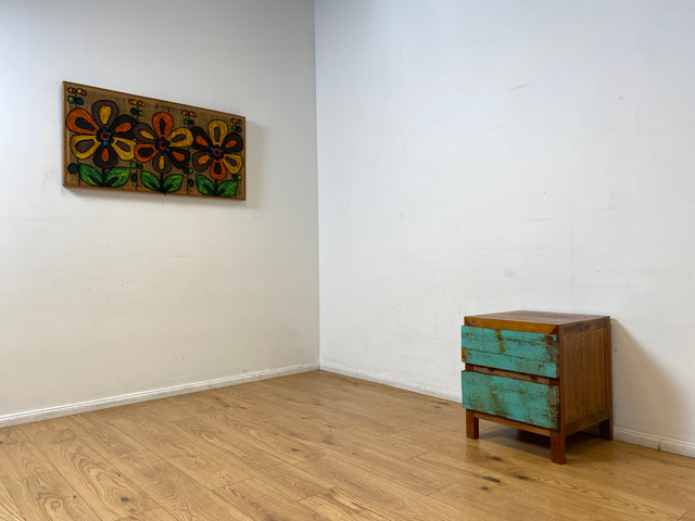 Boatwood by WMK I Meeresblauer Nachttisch handgefertigt aus altem Bootsholz in Originalfarben I Teakholz I Kommode Nachtkommode Nachtschränkchen Nachtschrank Bed Side Teak Berlin Zossen Saarbrücken