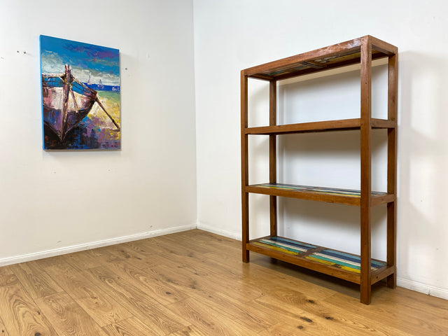 Boatwood by WMK # Schönes und sehr robustes Regal aus altem Bootsholz, ein handgefertigtes Unikat aus massivem Teakholz # Holzregal Küchenregal Bootsmöbel Bücherregal Upcycling Teak Industrial