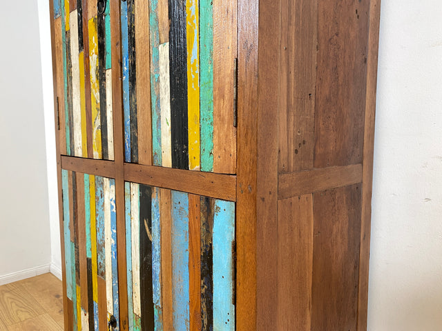 Boatwood by WMK I Einzigartiger Schrank aus altem Bootsholz I handgefertigtes Unikat I Teakholz massiv I Highboard Kleiderschrank Wäscheschrank Sideboard Kommode Schuhschrank Berlin Flensburg Hamburg