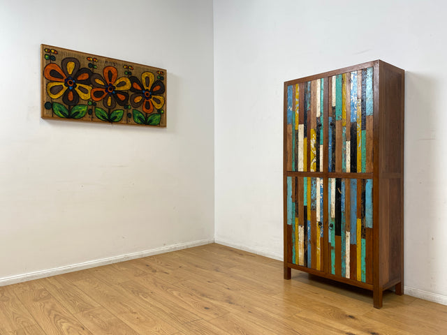 Boatwood by WMK I Einzigartiger Schrank aus altem Bootsholz I handgefertigtes Unikat I Teakholz massiv I Highboard Kleiderschrank Wäscheschrank Sideboard Kommode Schuhschrank Berlin Flensburg Hamburg