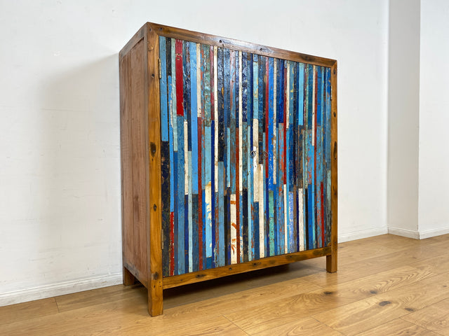 Boatwood by WMK I Einzigartiger Schrank aus altem Bootsholz I handgefertigtes Unikat I Teakholz massiv I Highboard Kleiderschrank Wäscheschrank Sideboard Kommode Schuhschrank Berlin Rostock Bayern