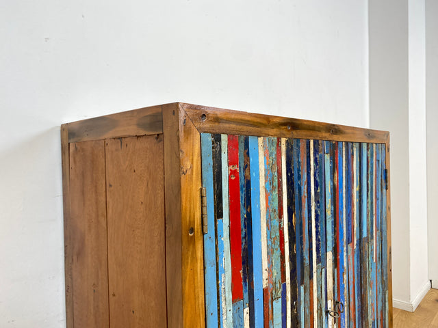 Boatwood by WMK I Einzigartiger Schrank aus altem Bootsholz I handgefertigtes Unikat I Teakholz massiv I Highboard Kleiderschrank Wäscheschrank Sideboard Kommode Schuhschrank Berlin Rostock Bayern