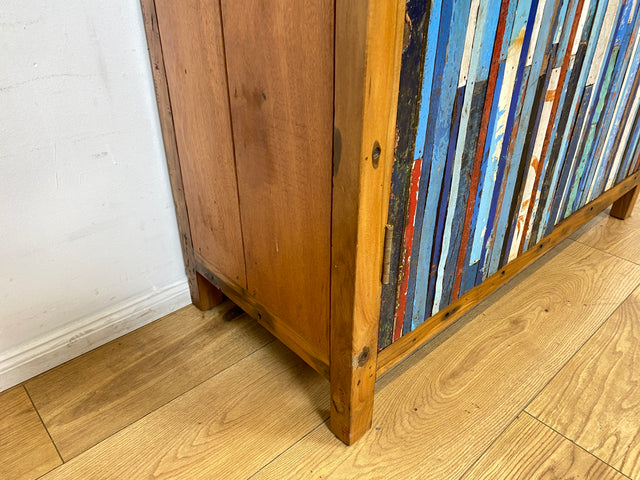 Boatwood by WMK I Einzigartiger Schrank aus altem Bootsholz I handgefertigtes Unikat I Teakholz massiv I Highboard Kleiderschrank Wäscheschrank Sideboard Kommode Schuhschrank Berlin Rostock Bayern