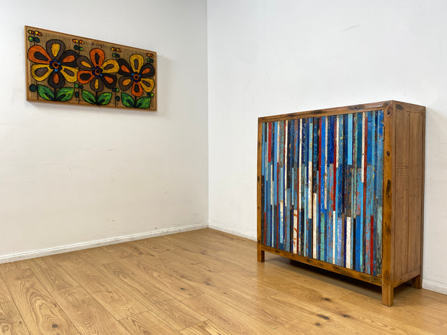 Boatwood by WMK I Einzigartiger Schrank aus altem Bootsholz I handgefertigtes Unikat I Teakholz massiv I Highboard Kleiderschrank Wäscheschrank Sideboard Kommode Schuhschrank Berlin Rostock Bayern