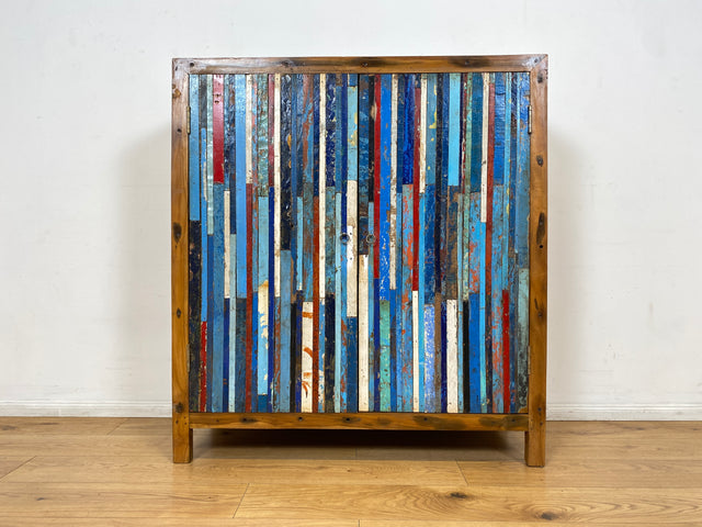 Boatwood by WMK I Einzigartiger Schrank aus altem Bootsholz I handgefertigtes Unikat I Teakholz massiv I Highboard Kleiderschrank Wäscheschrank Sideboard Kommode Schuhschrank Berlin Rostock Bayern