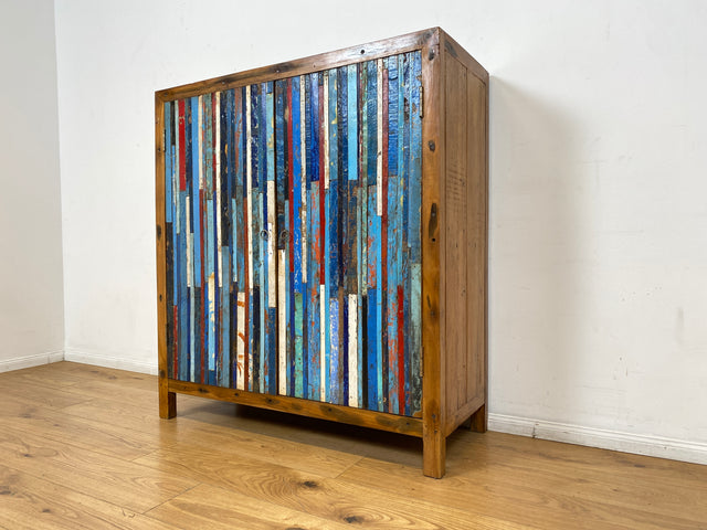 Boatwood by WMK I Einzigartiger Schrank aus altem Bootsholz I handgefertigtes Unikat I Teakholz massiv I Highboard Kleiderschrank Wäscheschrank Sideboard Kommode Schuhschrank Berlin Rostock Bayern