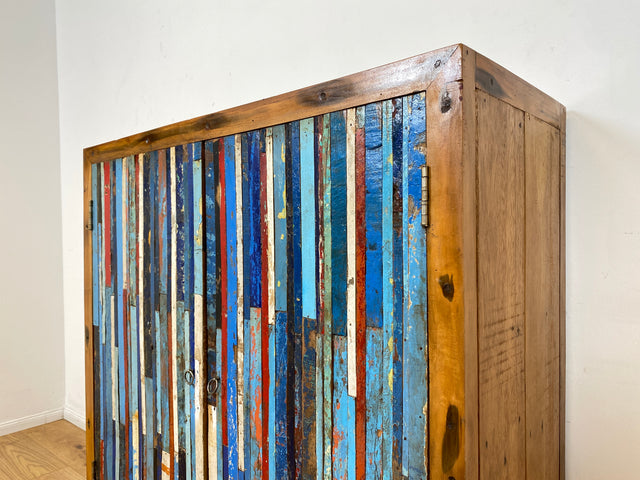 Boatwood by WMK I Einzigartiger Schrank aus altem Bootsholz I handgefertigtes Unikat I Teakholz massiv I Highboard Kleiderschrank Wäscheschrank Sideboard Kommode Schuhschrank Berlin Rostock Bayern