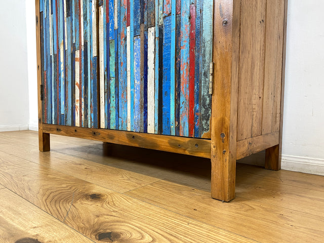 Boatwood by WMK I Einzigartiger Schrank aus altem Bootsholz I handgefertigtes Unikat I Teakholz massiv I Highboard Kleiderschrank Wäscheschrank Sideboard Kommode Schuhschrank Berlin Rostock Bayern