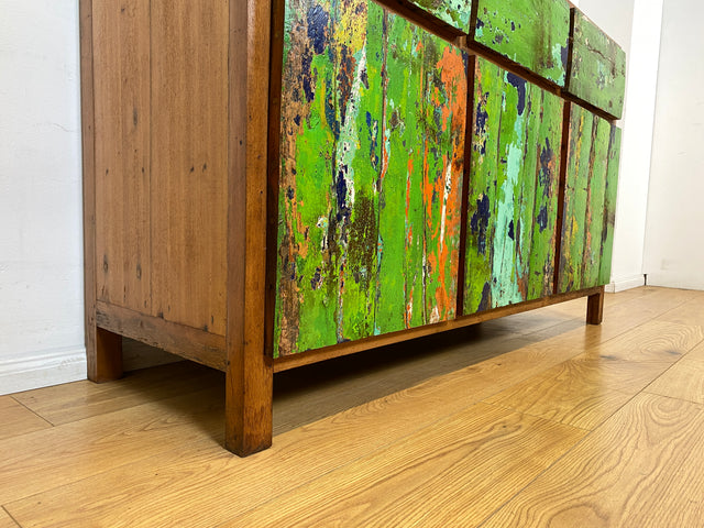 Boatwood by WMK I Sehr schönes Sideboard aus altem Bootsholz I handgefertigtes Unikat aus massivem Teakholz I Schrank Kommode Anrichte Büfett Buffet Wäschekommode Fernsehkommode Berlin Leipzig Bayern