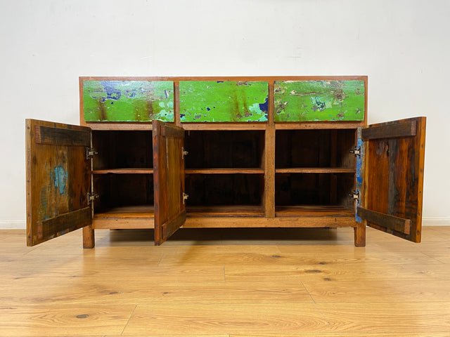 Boatwood by WMK I Sehr schönes Sideboard aus altem Bootsholz I handgefertigtes Unikat aus massivem Teakholz I Schrank Kommode Anrichte Büfett Buffet Wäschekommode Fernsehkommode Berlin Leipzig Bayern