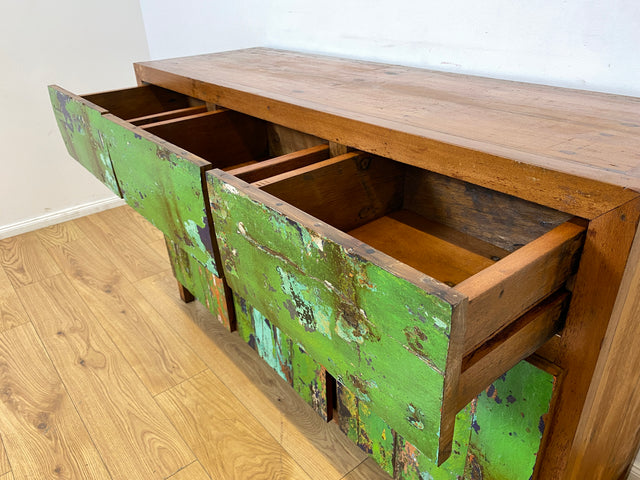 Boatwood by WMK I Sehr schönes Sideboard aus altem Bootsholz I handgefertigtes Unikat aus massivem Teakholz I Schrank Kommode Anrichte Büfett Buffet Wäschekommode Fernsehkommode Berlin Leipzig Bayern