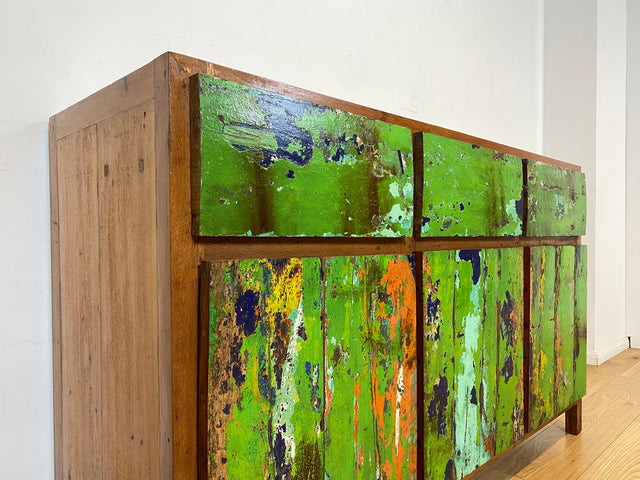 Boatwood by WMK I Sehr schönes Sideboard aus altem Bootsholz I handgefertigtes Unikat aus massivem Teakholz I Schrank Kommode Anrichte Büfett Buffet Wäschekommode Fernsehkommode Berlin Leipzig Bayern