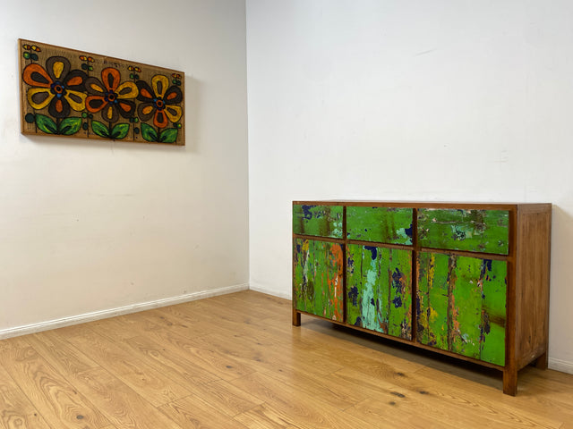 Boatwood by WMK I Sehr schönes Sideboard aus altem Bootsholz I handgefertigtes Unikat aus massivem Teakholz I Schrank Kommode Anrichte Büfett Buffet Wäschekommode Fernsehkommode Berlin Leipzig Bayern