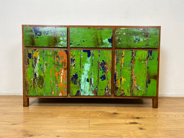 Boatwood by WMK I Sehr schönes Sideboard aus altem Bootsholz I handgefertigtes Unikat aus massivem Teakholz I Schrank Kommode Anrichte Büfett Buffet Wäschekommode Fernsehkommode Berlin Leipzig Bayern