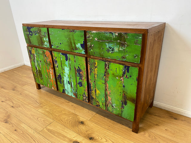 Boatwood by WMK I Sehr schönes Sideboard aus altem Bootsholz I handgefertigtes Unikat aus massivem Teakholz I Schrank Kommode Anrichte Büfett Buffet Wäschekommode Fernsehkommode Berlin Leipzig Bayern