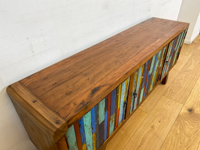 Boatwood by WMK I Detailreiches Sideboard handgefertigt aus altem Bootsholz I Teakholz massiv I Kommode TV Lowboard Board Bank Schuhschrank Anrichte Bootsmöbel Treibholz I Berlin Rostock Frankfurt