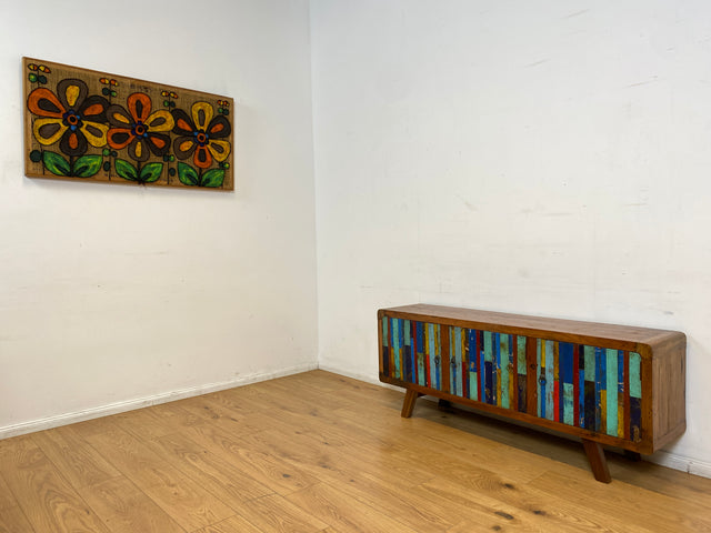 Boatwood by WMK I Detailreiches Sideboard handgefertigt aus altem Bootsholz I Teakholz massiv I Kommode TV Lowboard Board Bank Schuhschrank Anrichte Bootsmöbel Treibholz I Berlin Rostock Frankfurt