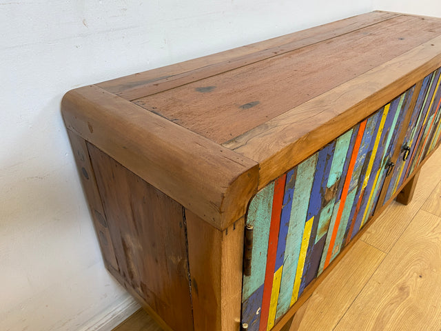 Boatwood by WMK I Bunterschönes Sideboard handgefertigt aus altem Bootsholz I Teakholz massiv I Kommode TV Lowboard Board Bank Schuhschrank Anrichte Bootsmöbel Treibholz I Berlin Hannover Dresden