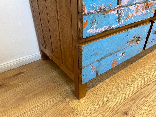 Boatwood by WMK # Wunderschönes & nachhaltiges Sideboard mit 9 Schubladen, ein aus altem Bootsholz handgefertigtes Unikat aus massivem Teakholz # Wäschekommode Kommode Schrank Anrichte Bootsmöbel Teak