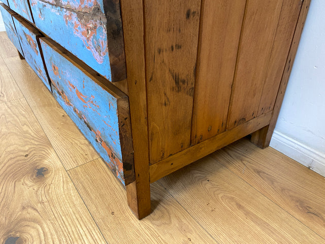 Boatwood by WMK # Wunderschönes & nachhaltiges Sideboard mit 9 Schubladen, ein aus altem Bootsholz handgefertigtes Unikat aus massivem Teakholz # Wäschekommode Kommode Schrank Anrichte Bootsmöbel Teak