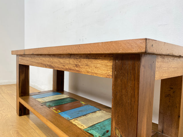 Boatwood by WMK I Sehr schöne Sitzbank aus altem Bootsholz in Originalfarben I Bank Schuhregal Küchenbank Schuhschrank Holzbank Holzregal Regal Flur Blumenregal Blumenbank Treibholz Berlin Halle Köln