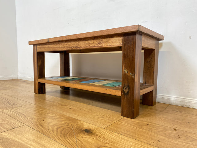 Boatwood by WMK I Sehr schöne Sitzbank aus altem Bootsholz in Originalfarben I Bank Schuhregal Küchenbank Schuhschrank Holzbank Holzregal Regal Flur Blumenregal Blumenbank Treibholz Berlin Halle Köln