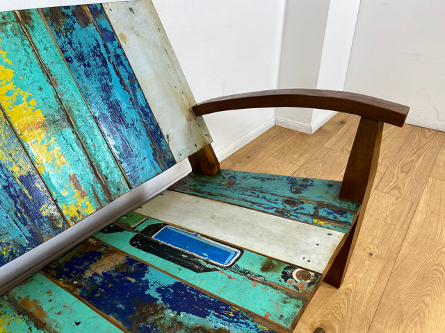 Boatwood by WMK I Besonderes Sofa aus altem Bootsholz I handgefertigtes Unikat I Teakholz I Couch Bank Holzbank Küchenbank Gartenbank Gartenmöbel Balkonmöbel Bootsmöbel Berlin Heidelberg Hessen Sylt