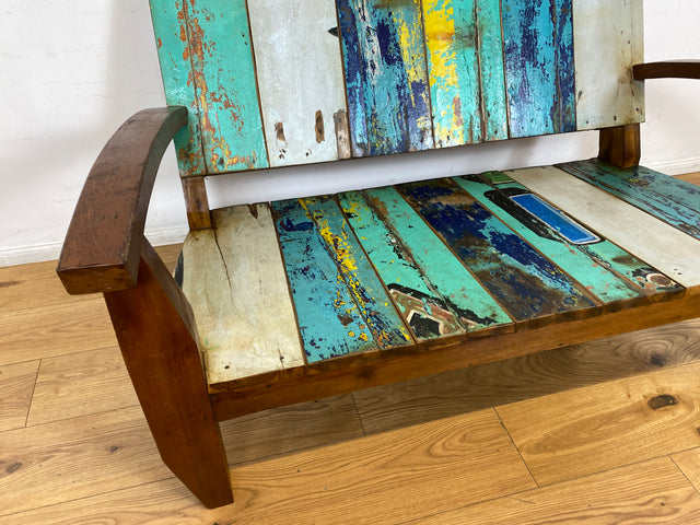 Boatwood by WMK I Besonderes Sofa aus altem Bootsholz I handgefertigtes Unikat I Teakholz I Couch Bank Holzbank Küchenbank Gartenbank Gartenmöbel Balkonmöbel Bootsmöbel Berlin Heidelberg Hessen Sylt