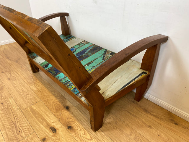 Boatwood by WMK I Besonderes Sofa aus altem Bootsholz I handgefertigtes Unikat I Teakholz I Couch Bank Holzbank Küchenbank Gartenbank Gartenmöbel Balkonmöbel Bootsmöbel Berlin Heidelberg Hessen Sylt