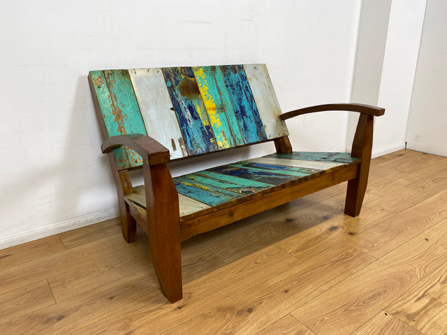 Boatwood by WMK I Besonderes Sofa aus altem Bootsholz I handgefertigtes Unikat I Teakholz I Couch Bank Holzbank Küchenbank Gartenbank Gartenmöbel Balkonmöbel Bootsmöbel Berlin Heidelberg Hessen Sylt