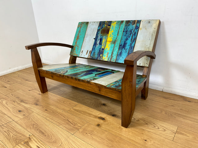 Boatwood by WMK I Besonderes Sofa aus altem Bootsholz I handgefertigtes Unikat I Teakholz I Couch Bank Holzbank Küchenbank Gartenbank Gartenmöbel Balkonmöbel Bootsmöbel Berlin Heidelberg Hessen Sylt