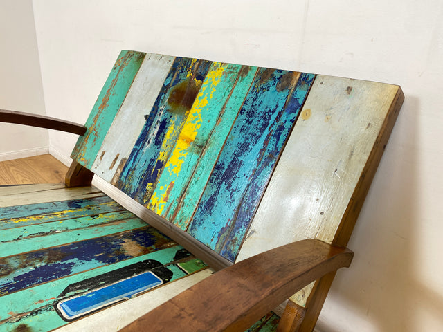 Boatwood by WMK I Besonderes Sofa aus altem Bootsholz I handgefertigtes Unikat I Teakholz I Couch Bank Holzbank Küchenbank Gartenbank Gartenmöbel Balkonmöbel Bootsmöbel Berlin Heidelberg Hessen Sylt