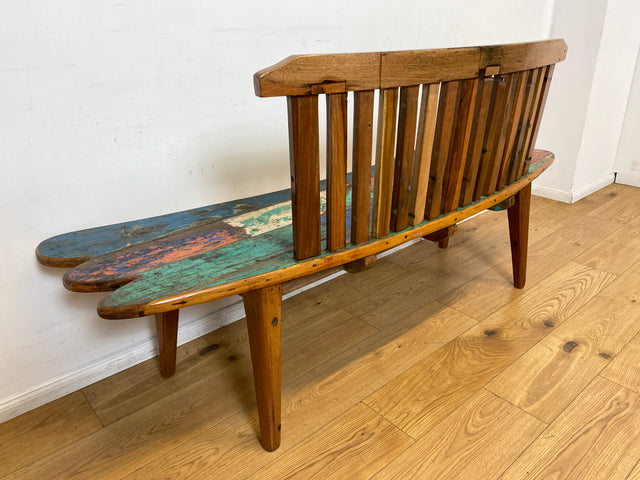 Boatwood by WMK I Besonderes Sofa aus altem Bootsholz I handgefertigtes Unikat aus massivem Teakholz I Couch Bank Holzbank Sitzbank Küchenbank Gartenmöbel Bootsmöbel Balkonmöbel Berlin Usedom Hof