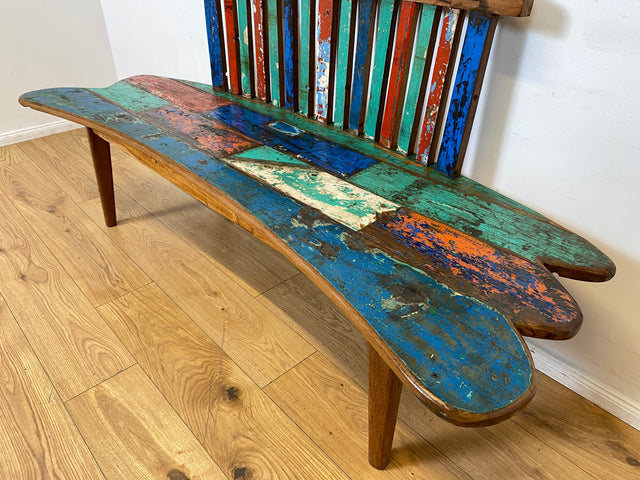 Boatwood by WMK I Besonderes Sofa aus altem Bootsholz I handgefertigtes Unikat aus massivem Teakholz I Couch Bank Holzbank Sitzbank Küchenbank Gartenmöbel Bootsmöbel Balkonmöbel Berlin Usedom Hof